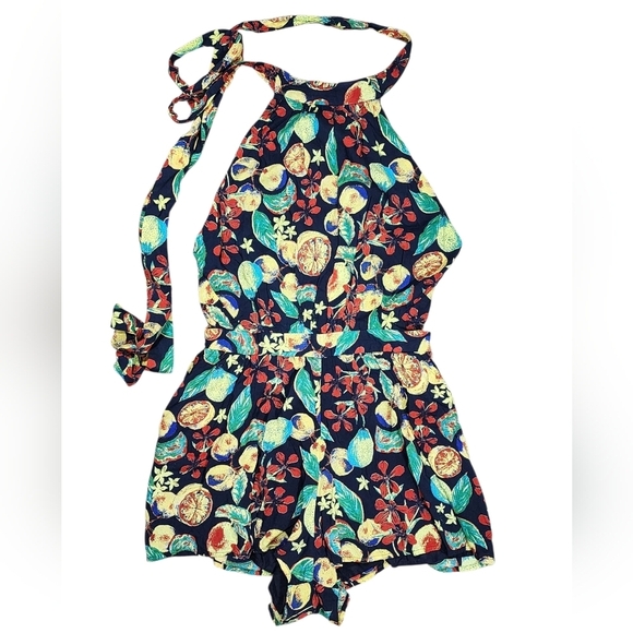 Free People NWT Coral Tide Romper Color Dark Combo - Picture 2 of 6